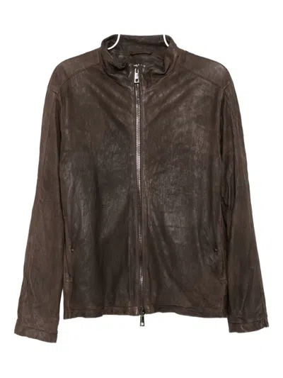 Giorgio Brato Leather Jacket In Brown