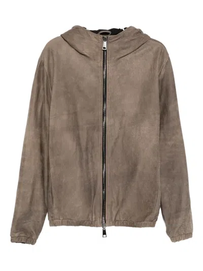 Giorgio Brato Leather Jacket In Gray