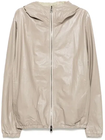 Giorgio Brato Leather Jacket In Neutrals