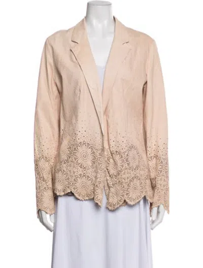 Pre-owned Giorgio Brato Leather Lace Pattern Blazer In Neutrals