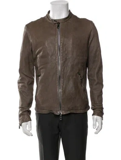 Pre-owned Giorgio Brato Leather Moto Jacket In Brown