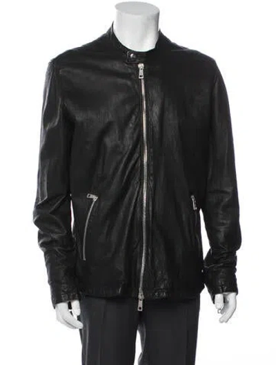 Pre-owned Giorgio Brato Leather Moto Jacket In Gray
