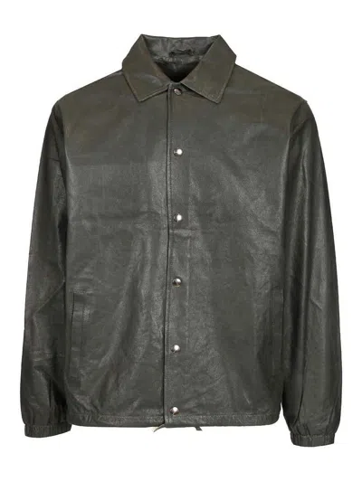 Giorgio Brato Leather Overshirt In Green