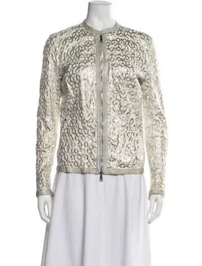 Pre-owned Giorgio Brato Leather Patterned Jacket In Neutrals