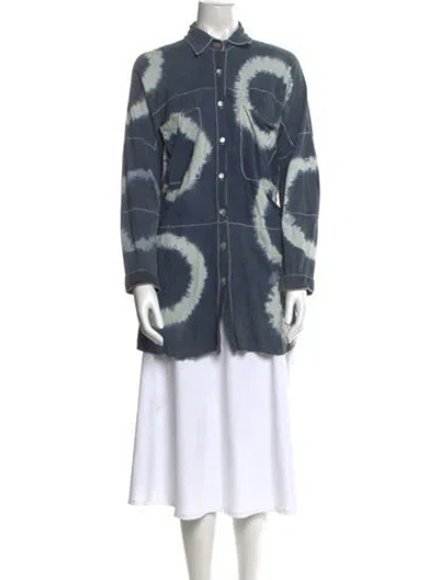 Pre-owned Giorgio Brato Leather Printed Tunic In Blue