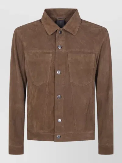 Giorgio Brato Leather Shirt Jacket In Brown