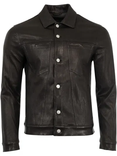 Giorgio Brato Leather Shirt Jacket In Black