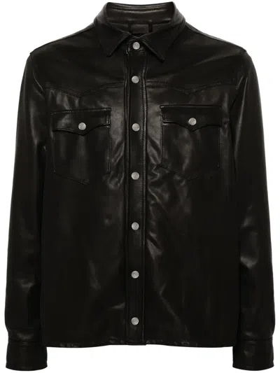 Giorgio Brato Leather Shirt Jacket In Black