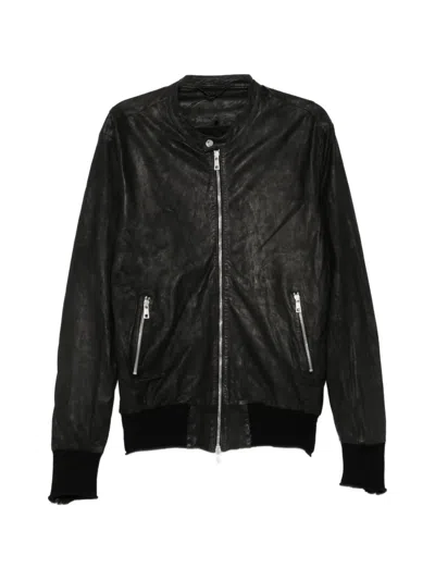 Giorgio Brato Leather Stand-up Collar Jacket In Black