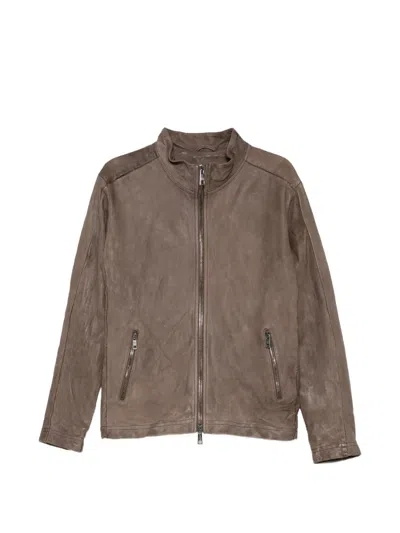 Giorgio Brato Leather Zip-up Jacket In Brown