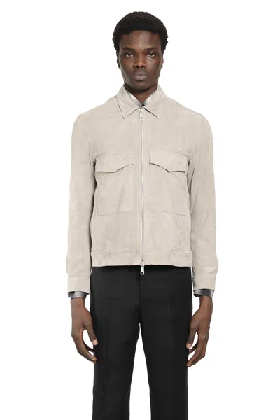 Giorgio Brato Leather Zip-up Jacket In Gray