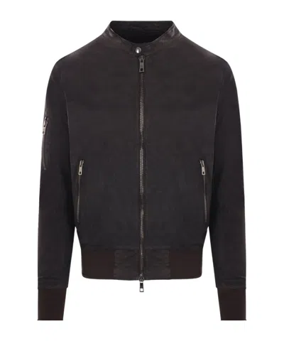 Giorgio Brato Long-sleeved Leather Jacket In Black