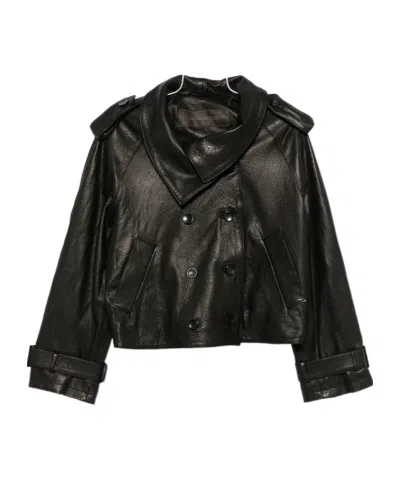 Giorgio Brato Double-breasted Leather Jacket In Black