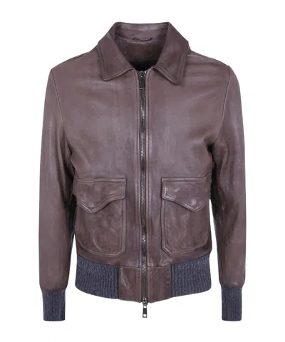Giorgio Brato Long-sleeve Leather Jacket In Brown