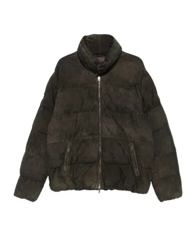 Giorgio Brato Long-sleeve Stand-collar Padded Jacket In Green