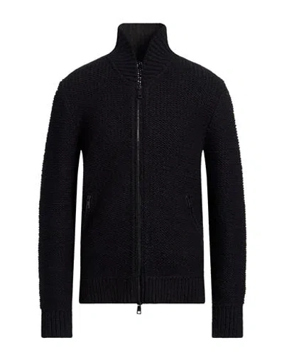 Giorgio Brato Man Cardigan Black Size L Alpaca Wool, Merino Wool, Nylon In Blue