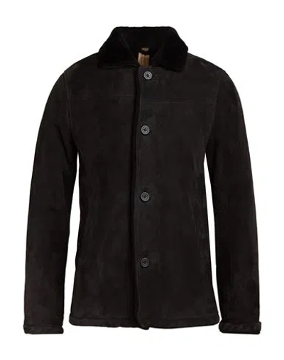 Giorgio Brato Man Coat Charcoal Size 38 Shearling In Black