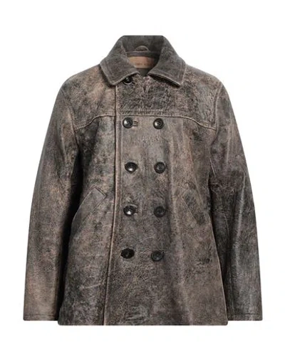 Giorgio Brato Man Coat Dark Brown Size 42 Leather