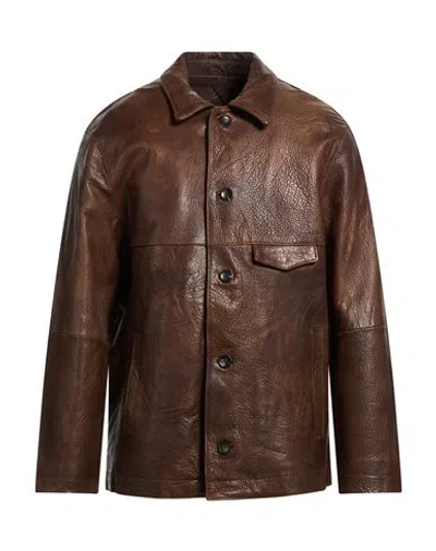 Giorgio Brato Man Jacket Brown Size 40 Leather