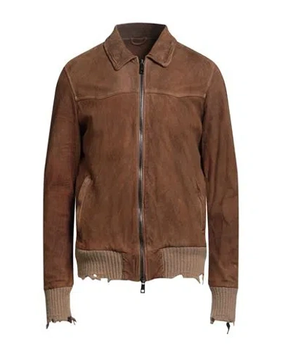 Giorgio Brato Man Jacket Brown Size 42 Leather