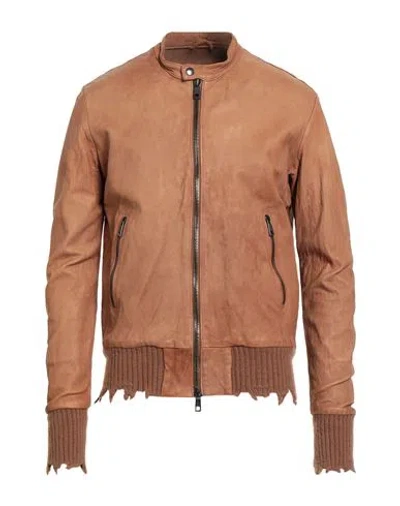 Giorgio Brato Man Jacket Camel Size 40 Leather