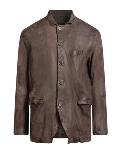 Giorgio Brato Man Jacket Chocolate Brown Size 40 Leather