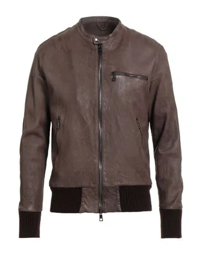 Giorgio Brato Man Jacket Chocolate Brown Size 44 Leather