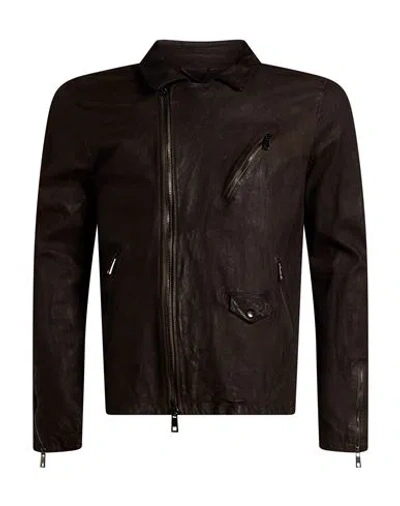 Giorgio Brato Man Jacket Dark Brown Size 40 Leather