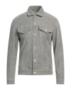 Giorgio Brato Man Jacket Grey Size 46 Leather In Grey