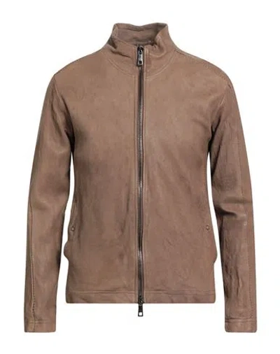 Giorgio Brato Man Jacket Khaki Size 40 Leather In Sand