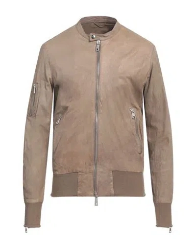 Giorgio Brato Man Jacket Khaki Size 42 Leather In Beige