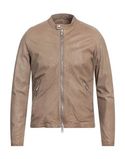 Giorgio Brato Man Jacket Khaki Size 42 Leather In Beige