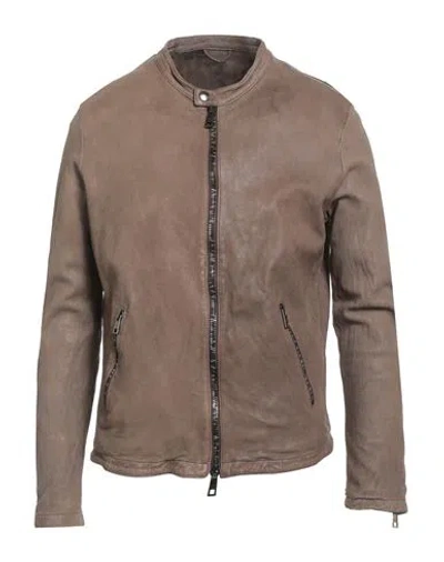 Giorgio Brato Man Jacket Khaki Size 44 Leather