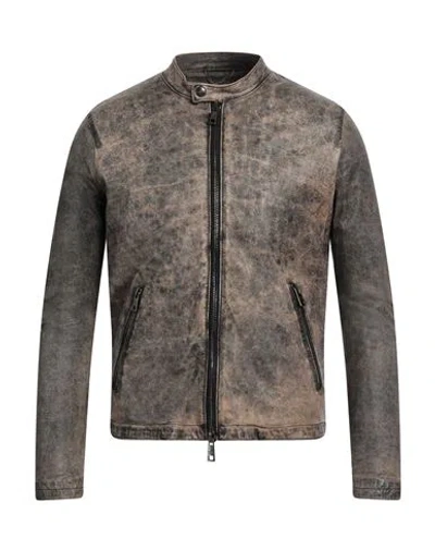 Giorgio Brato Man Jacket Khaki Size 44 Leather In Beige