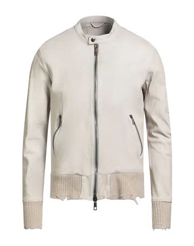 Giorgio Brato Man Jacket Light Grey Size 40 Leather