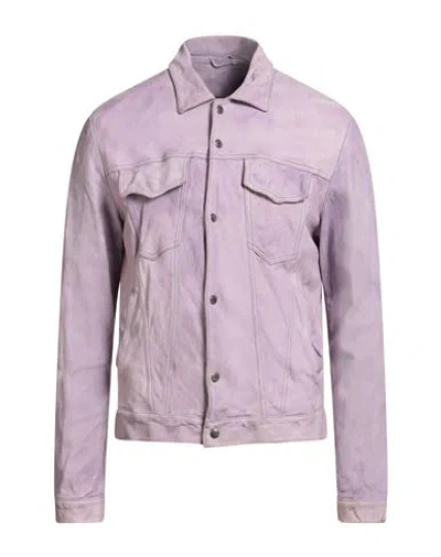 Giorgio Brato Man Jacket Lilac Size 42 Leather In Pink