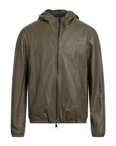 Giorgio Brato Man Jacket Military Green Size 38 Leather