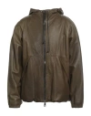 Giorgio Brato Man Jacket Military Green Size 38 Leather In Green