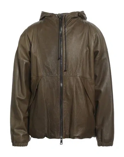Giorgio Brato Man Jacket Military Green Size 38 Leather