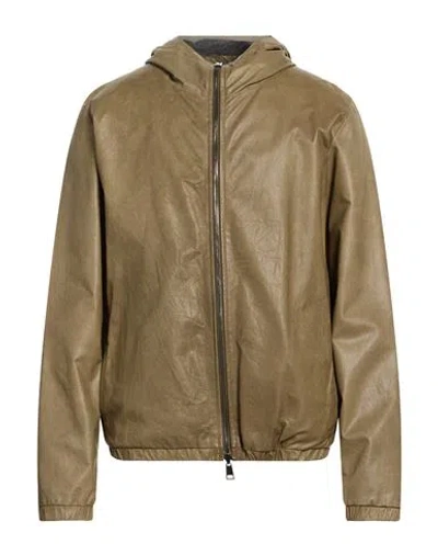 Giorgio Brato Man Jacket Military Green Size 40 Leather