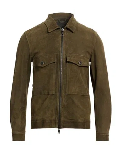 Giorgio Brato Man Jacket Military Green Size 40 Leather