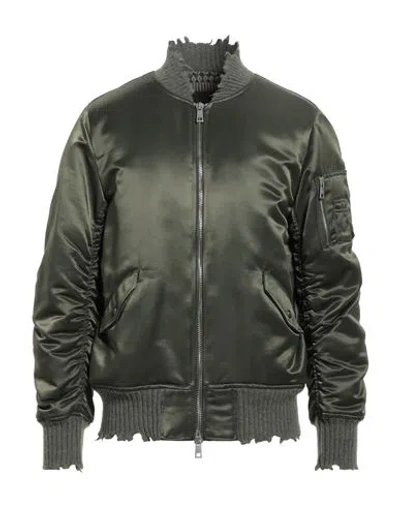 Giorgio Brato Satin Padded Bomber Jacket With Lived-in Details In Green