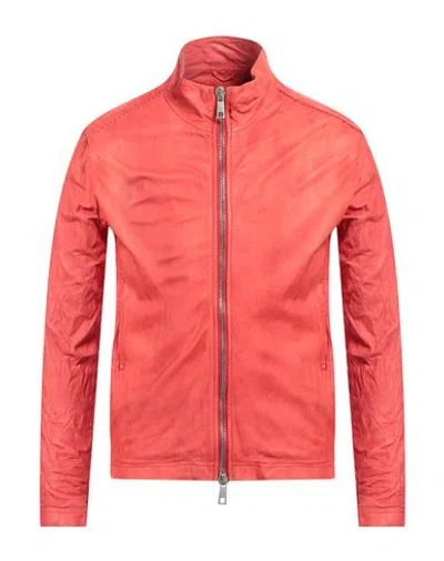 Giorgio Brato Man Jacket Tomato Red Size 40 Leather