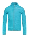 Giorgio Brato Man Jacket Turquoise Size 40 Leather In Blue