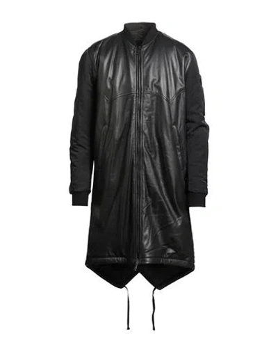 Giorgio Brato Leather & Nylon Bomber Coat In Black