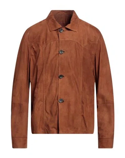 Giorgio Brato Man Shirt Brown Size 40 Leather