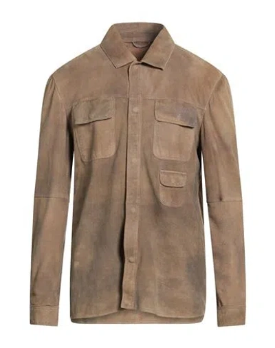 Giorgio Brato Man Shirt Khaki Size 40 Leather In Brown
