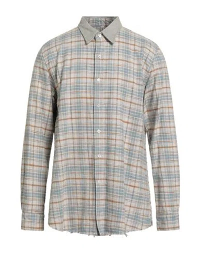 Giorgio Brato Man Shirt White Size L Cotton, Leather In Gray