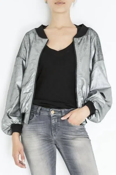 Pre-owned Giorgio Brato Metallic Bomber For Women In Silver