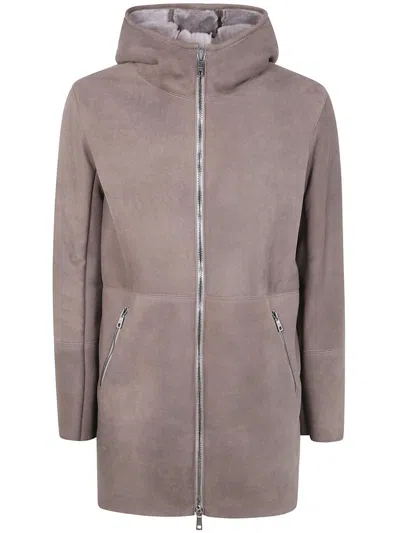 Giorgio Brato Mutton Velour Hooded Jacket Clothing In Gray